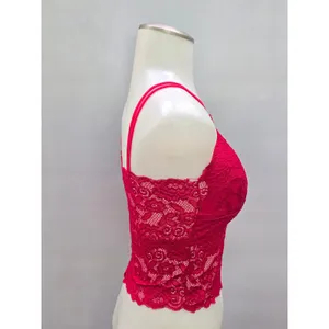 Red Romantic Boudoir Bridal Cottage Lingerie Feminine Floral Lace Bra Small thumbnail 4