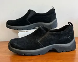 BareTraps Yard Black Suede Leather Slip On‎ Loafers Shoes Womens 9.5 thumbnail 1