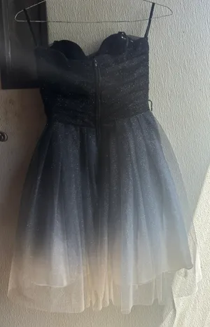 Strapless black & silver mini dress thumbnail 2