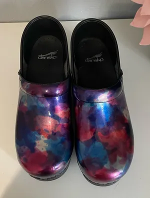 Dansko Professional Watercolor Patent Leather Clogs thumbnail 1