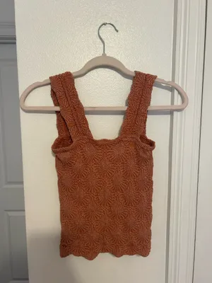 Free People Love Letter Cami Orange/brown Textured Sleeveless Knit Tank Top thumbnail 2