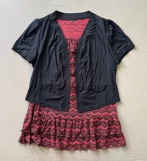 American Vintage Vintage Y2K Gothic Layered Cardigan Ruffle Top thumbnail 1