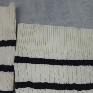 American Living Sweater Womens Large Ivory Blue Striped Cable Knit Turtleneck thumbnail 3