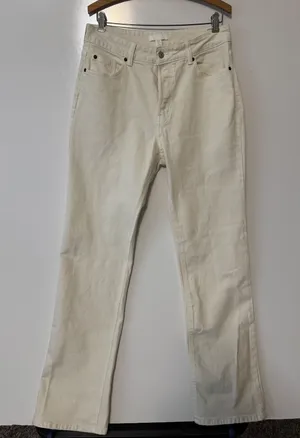 H&M Women's Straight Jeans US 10 Off White Denim‎ Classic Casual thumbnail 1