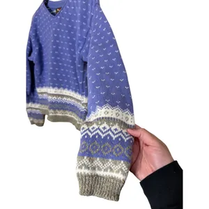 Vintage Alps Womens Apparel Blue Fair Isle Pattern V Neck‎ Knit Sweater Size S thumbnail 3