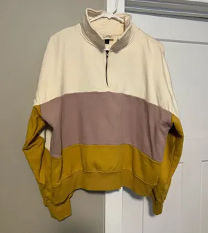 Universal Threads Cream, Mustard, and Mauve Colorblock Hoodie thumbnail 1
