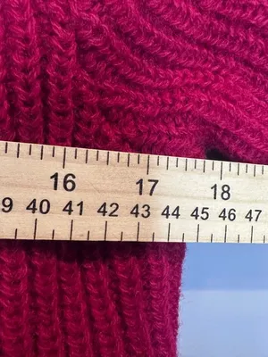 Vintage Epitome Womens Small 100% Wool Cardigan Red Open Front Pocket Sweater thumbnail 4