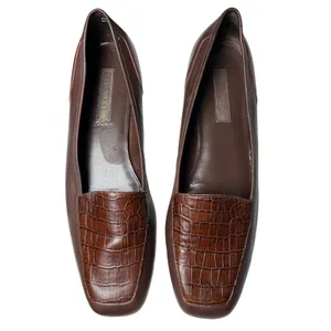 Enzo Angiolini‎ Brown Leather Croc Embossed High Vamp Loafers Women's 10.5N thumbnail 7