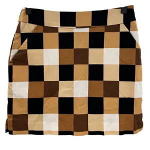 Loudmouth Golf Skort Womens 2 Brown Tan Black‎ White Checkered Mini Skirt Y2K thumbnail 1