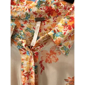 Free People Floral Button Up Collar Maxi Dress Smocked Waist Balloon Sleeves XS thumbnail 4