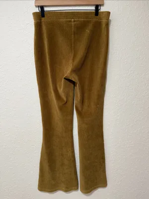 AERIE Groove On Ribbed Flare Velour Pants Size Large thumbnail 4