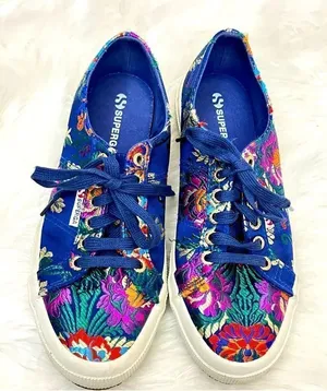 Superga Korelaw Satin Blue / Pink Embroidered Lace Up Sneakers 8 thumbnail 1