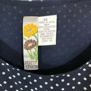 Mimi Chica Navy & White Polka Dot Flutter Sleeve Blouson Dress Size XS thumbnail 9