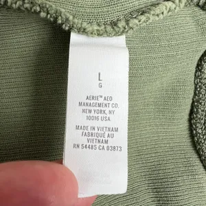 Aerie Hoodie Sweatshirt Womens Large Green Ribbed Cropped Corded 100% Cotton L‎ thumbnail 10