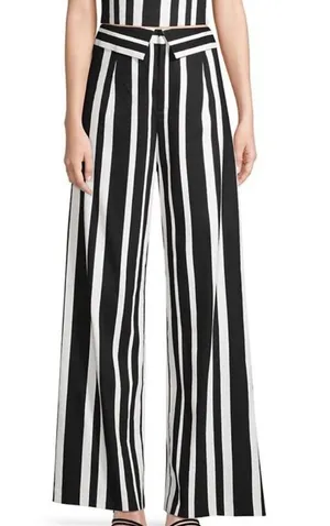 Alice and Olivia Umbrella Stripe Linen Wide Leg Pants Size 2 thumbnail 1