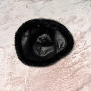 Black Faux Fur Teddy Bear Ear Beanies – High Quality Winter Hat 🐻 thumbnail 4
