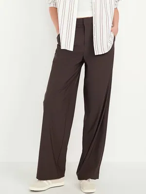 Old Navy SleekTech High Rise Wide Leg Pants Brown Size Medium Tall thumbnail 2