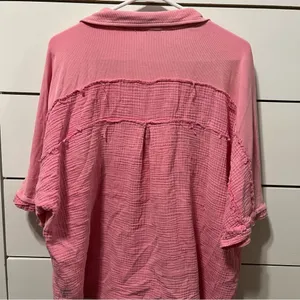 POL Short Sleeve Button Up Bubblegum Pink thumbnail 3