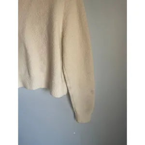 Cottagecore Cream Boucle Cardigan Floral Embroidered Toggle Cropped‎ Sweater M thumbnail 3