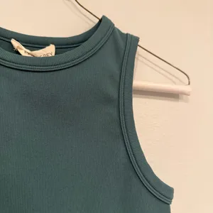 Teal Ribbed Crop Tank Top Green Size M thumbnail 2