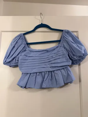 Altar'd State Blue Puff Sleeve Top thumbnail 3