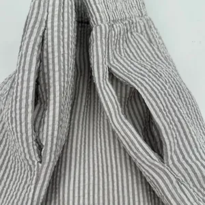 TULIP B Skirt Womens M Gray White Stripe Seersucker Mini Pockets Lined Cotton thumbnail 4
