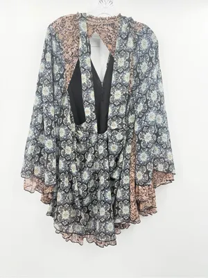 Free People Gabi Tunic Retro Bell Sleeves Ruffled Tiered Dress Size Medium thumbnail 5