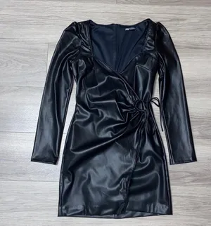ZARA Faux Leather Wrap Dress thumbnail 7