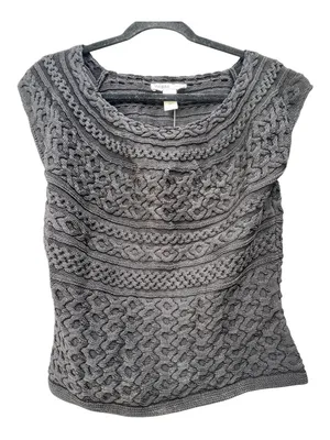 White House | Black Market Outlet Chic Capsule Vest Knit Top Textured Sleeveless Sweater Black Small thumbnail 5