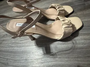 Chelsea & Violet Nude Ruched Ankle-Strap Heels thumbnail 12