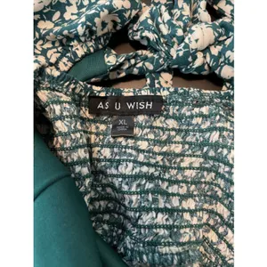 As You Wish XL Teal Floral Wide Leg Jumpsuit Puff Sleeve Boho Romper‎ thumbnail 13