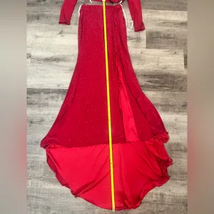 SHERRI HILL Two Piece Long Sleeve Dress with Side Slit in Ruby thumbnail 10