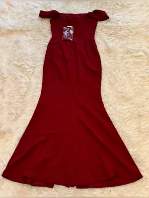 NEW Dress The Population Melania Off the Shoulder Gown garnet red Sz S thumbnail 5