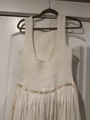 Free‎ People nightingale Cream dress smock back seersucker skirt small thumbnail 6