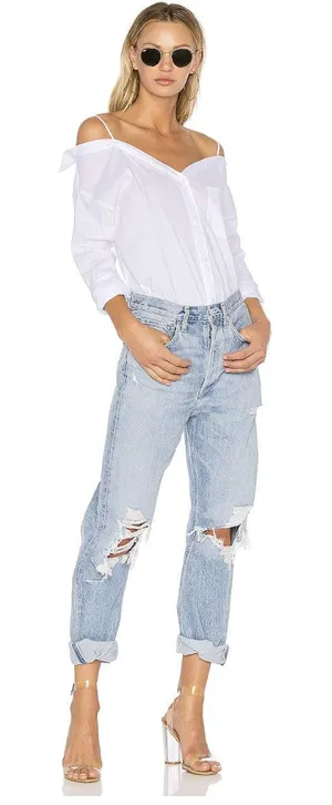 Agolde 90's Mid Rise Loose Fit Straight Leg Jeans Distressed Size 27‎ thumbnail 1
