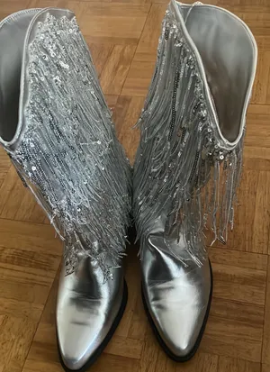 Silver Cowboy Boots Size 12 thumbnail 7