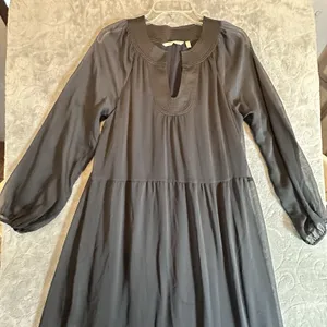 Soft Surroundings Olga Black Sheer Lined Tiered Maxi Dress L Elegant Timeless thumbnail 8