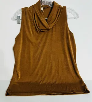 Susan Lawrence Brown Sleeveless Cowl Neck Top thumbnail 1