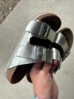 Birkenstock Arizona Silver Leather‎ Sandals size 6 thumbnail 8