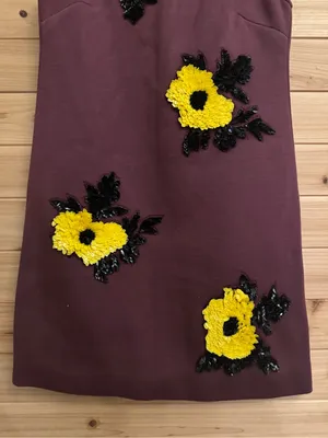 Dhruv Kapoor Anthropologie Small Burgundy Sequin Flower Mini Dress Fall Party thumbnail 4