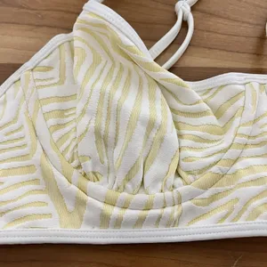 Pacsun Swim Women's Eco Yellow Zebra Juliana Underwire Bikini‎ Top Size Large thumbnail 3