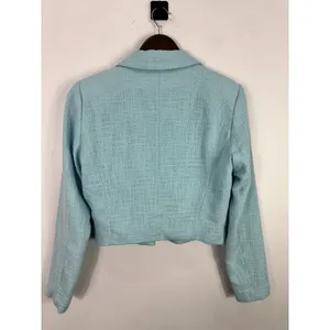 Abercrombie Fitch Light Blue Textured Cropped Blazer‎ Jacket Womens Size Small thumbnail 3
