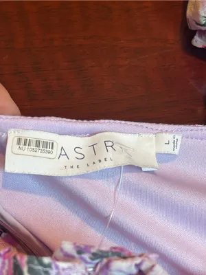 ASTR The Label Floral Ruched Puff Sleeve Mini Dress Purple Sz L Fairy Whimsical thumbnail 10