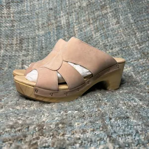 Five Worlds By Cordani Zafira Wooden Clog Sandal in Pink Nubuck Leather thumbnail 2