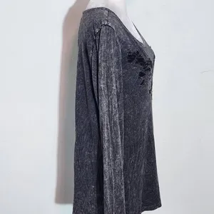 Daytrip Black Mineral Washed Tee with Metal Stud Detail Size Large thumbnail 5
