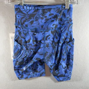 464 | NWT Lululemon Fast and Free 6" Pocket Shorts Blue Marble Print‎ Size 2 thumbnail 2
