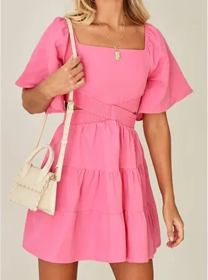 Shy Velvet Pink Cutout Mini Dress thumbnail 4