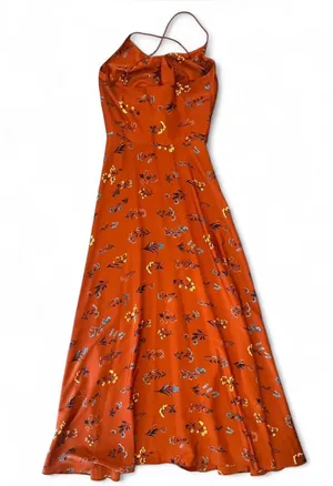 Caroline Constas Silk Cape Top Burnt Orange Floral Print Twist Tank Top Small thumbnail 5