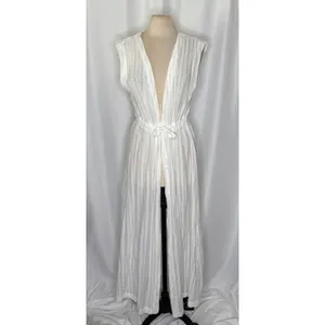 Anthropologie LILKA Eyelet White Cloud Swim Cover Up Maxi Dress Duster Medium thumbnail 2
