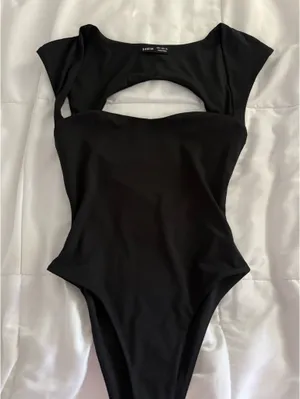 Shein Black Bodysuit Open Back thumbnail 1